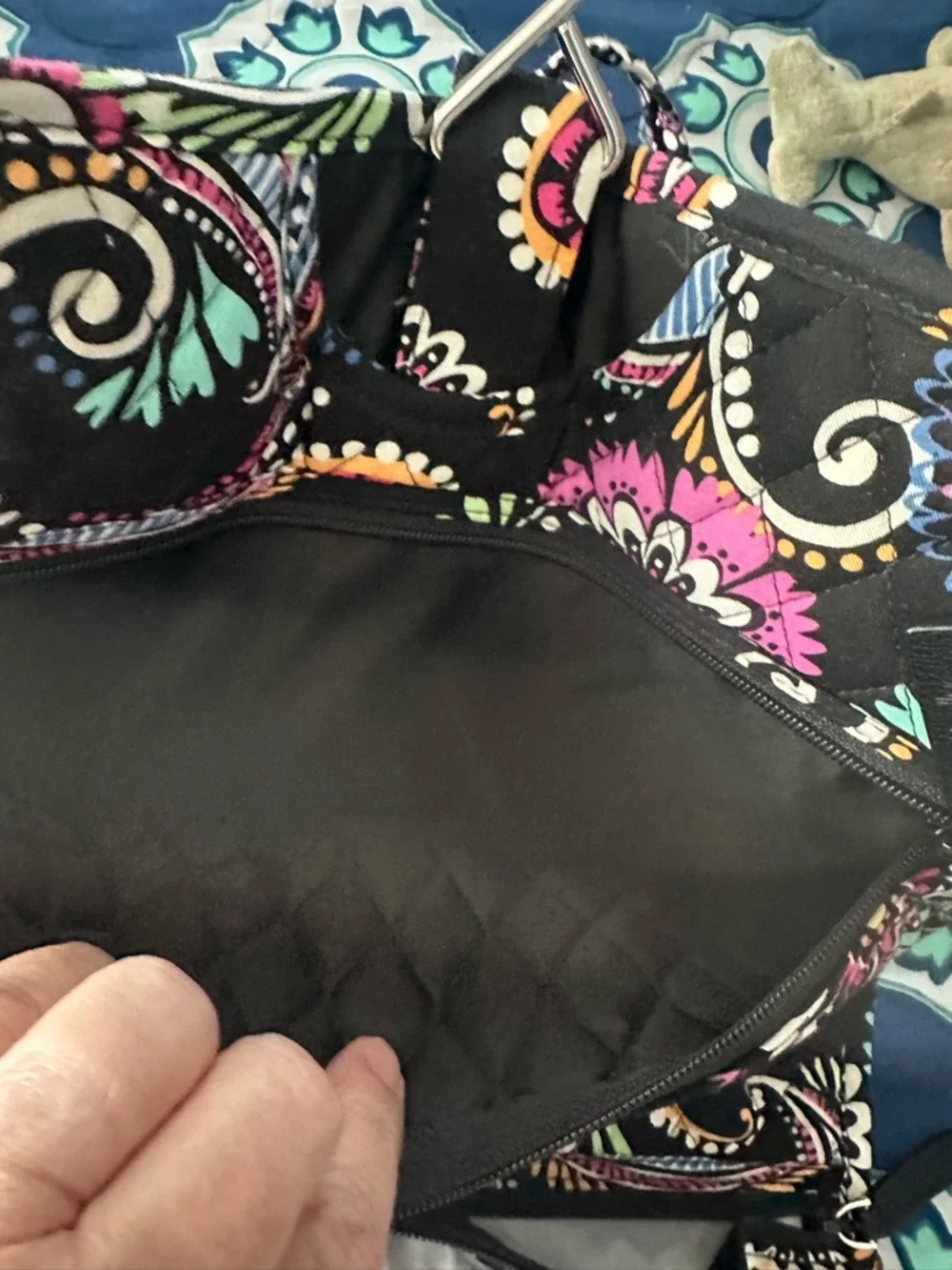 Vera Bradley Black Paisley Hanging Makeup Organizer with Clear Pockets